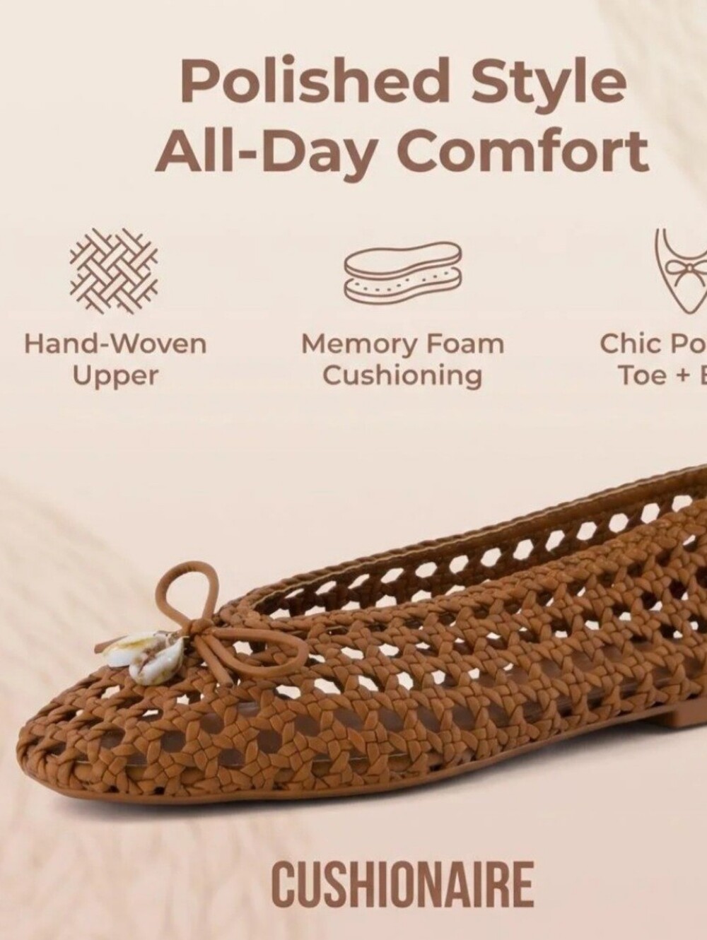 Cushionaire Memory Foam Woven Ballet Flats- Your Feet Will Thank You - Picture 8 of 16